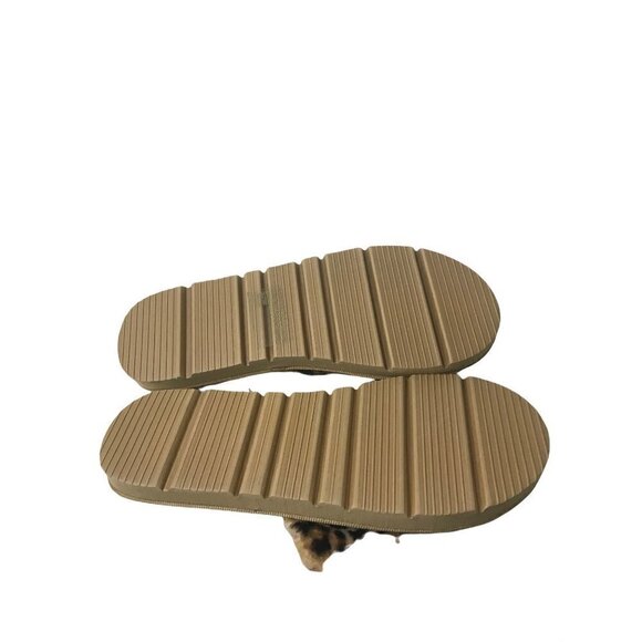 Nordstrom Unionbay Leopard Fuzzy Slides Tan Black Brown 7 New - Picture 3 of 5